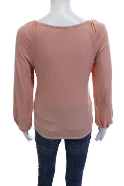 Sundry Womens Boho Pink V-Neck Long Sleeve Tencel Blend Blouse Size 1