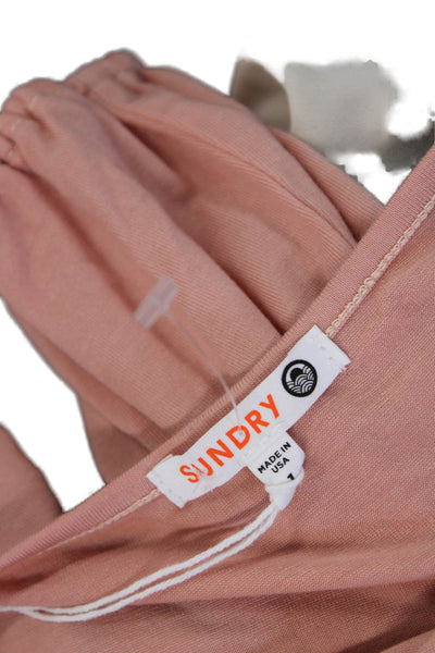 Sundry Womens Boho Pink V-Neck Long Sleeve Tencel Blend Blouse Size 1
