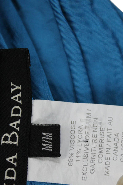 Lida Baday Womens Blue Basic 3/4 Sleeve Top Viscose Lycra Size M
