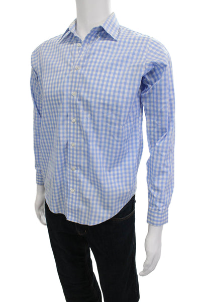 Brooks Brothers Red Fleece Mens Check Collared Button-Down Shirt Blue Size L