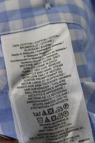 Brooks Brothers Red Fleece Mens Check Collared Button-Down Shirt Blue Size L