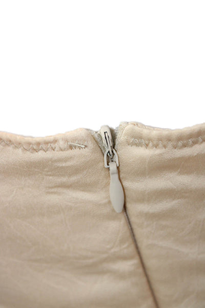 Zara Women Beige Square Neck Sleeveless Zip Tank Classic Polyester Size M