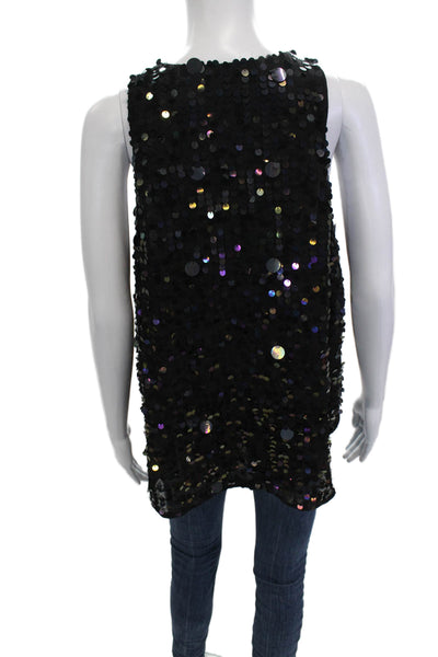 Moulinette Soeurs Anthropologie Womens 80s Black V-Neck Tank Sleeveless Size 14