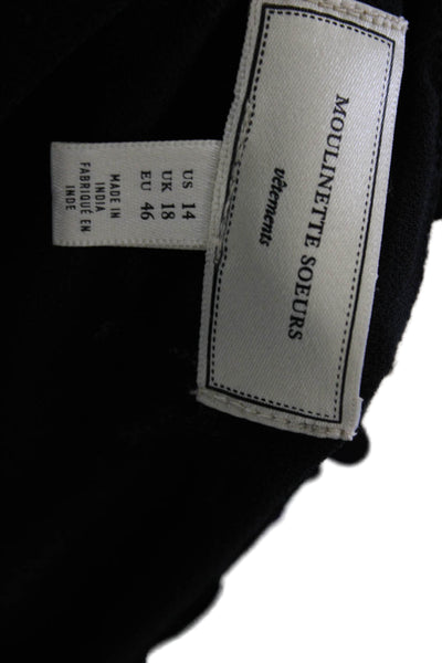 Moulinette Soeurs Anthropologie Womens 80s Black V-Neck Tank Sleeveless Size 14