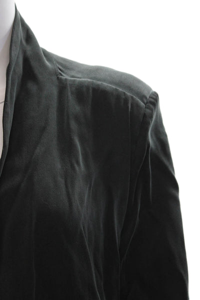 American Vintage Women Black Blazer Mock Neck Long Sleeve Cupro Blend Size L