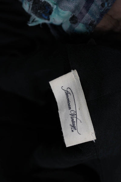 American Vintage Women Black Blazer Mock Neck Long Sleeve Cupro Blend Size L
