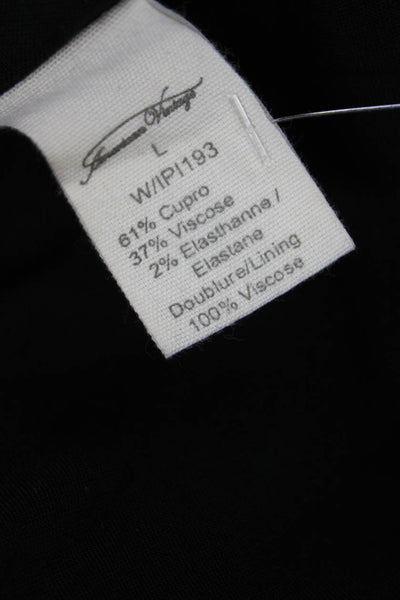 American Vintage Women Black Blazer Mock Neck Long Sleeve Cupro Blend Size L