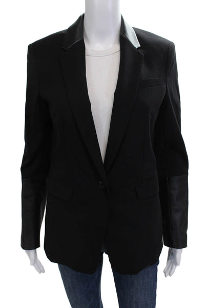 Rag & Bone Women Black Virgin Wool Blazer Collared Button Long Sleeve Size 4