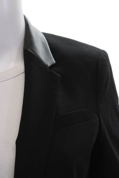 Rag & Bone Women Black Virgin Wool Blazer Collared Button Long Sleeve Size 4