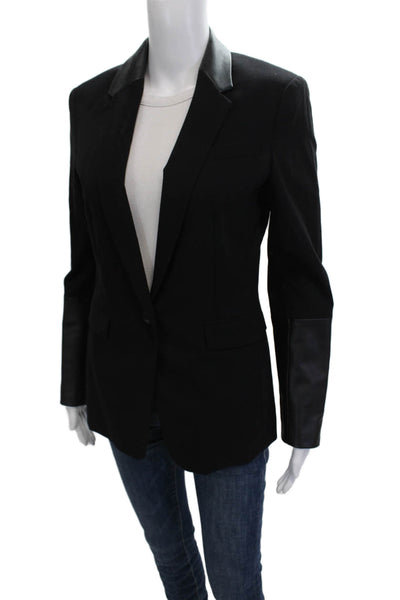 Rag & Bone Women Black Virgin Wool Blazer Collared Button Long Sleeve Size 4