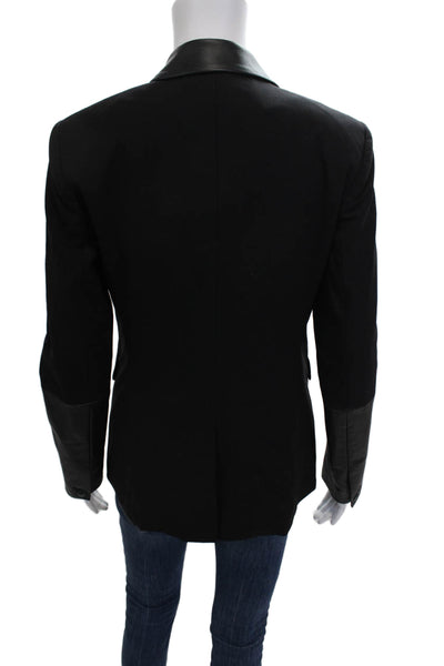Rag & Bone Women Black Virgin Wool Blazer Collared Button Long Sleeve Size 4