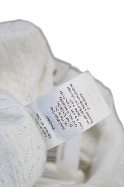 &Isla Women Short Sleeve Cotton Sweater White Size S