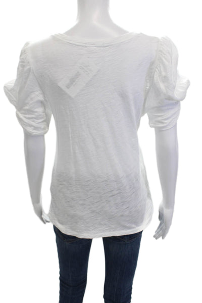 Goldie Womens Basic White Pima Cotton Round Neck Short Sleeve T-Shirt Size S