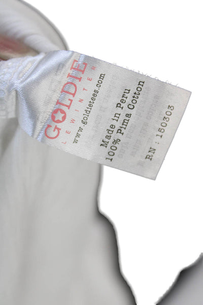 Goldie Womens Basic White Pima Cotton Round Neck Short Sleeve T-Shirt Size S