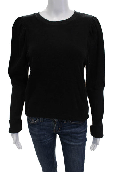 Goldie Womens Pullover Sweater Black Cotton Crew Neck Long Sleeve Size S