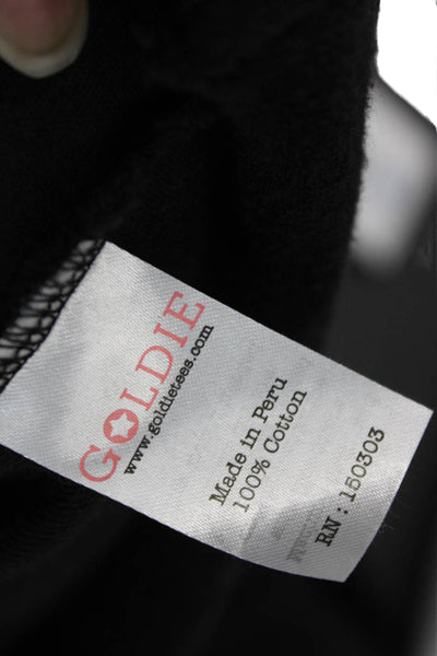 Goldie Womens Pullover Sweater Black Cotton Crew Neck Long Sleeve Size S