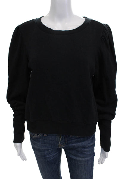 Chaser Women Pullover Sweatshirt Black 100% Cotton Crewneck Long Sleeve Size S