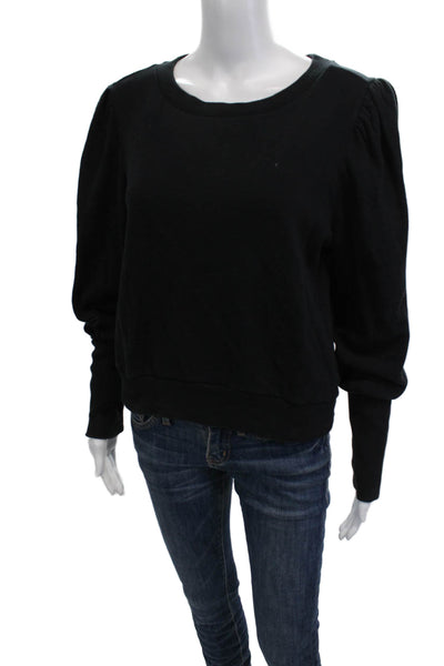 Chaser Women Pullover Sweatshirt Black 100% Cotton Crewneck Long Sleeve Size S