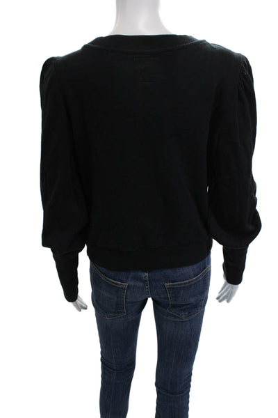 Chaser Women Pullover Sweatshirt Black 100% Cotton Crewneck Long Sleeve Size S