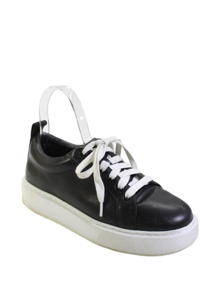 J/Slides Womens Leather Delilah Lace-Up Platform Casual Sneakers Black Size 7