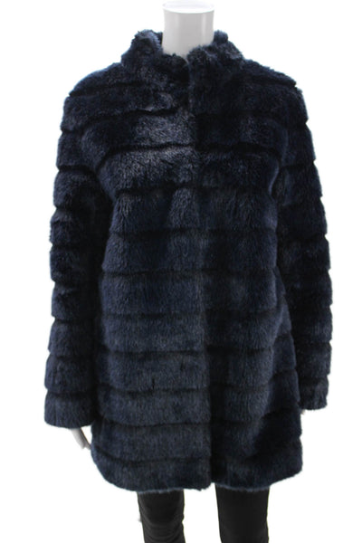 Laundry by Shelli Segal Women Dark Blue Mock Neck Long Sleeve Coat Size M