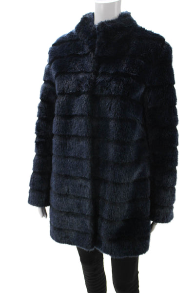 Laundry by Shelli Segal Women Dark Blue Mock Neck Long Sleeve Coat Size M