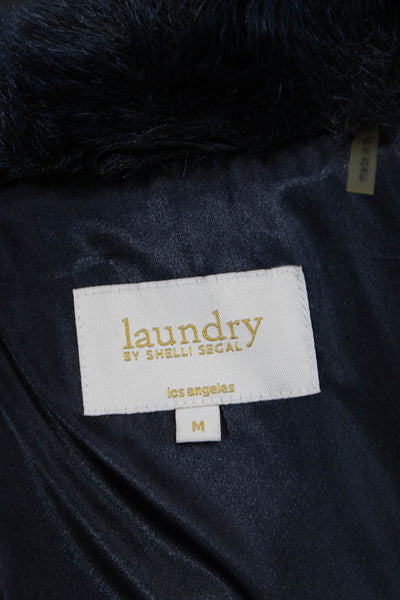Laundry by Shelli Segal Women Dark Blue Mock Neck Long Sleeve Coat Size M