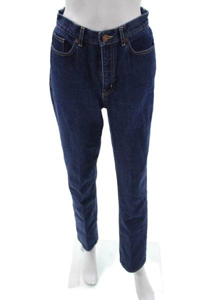 La Ligne Womens Mom Tapered Jeans Dark Blue Cotton High Rise 29 Inseam Size 27