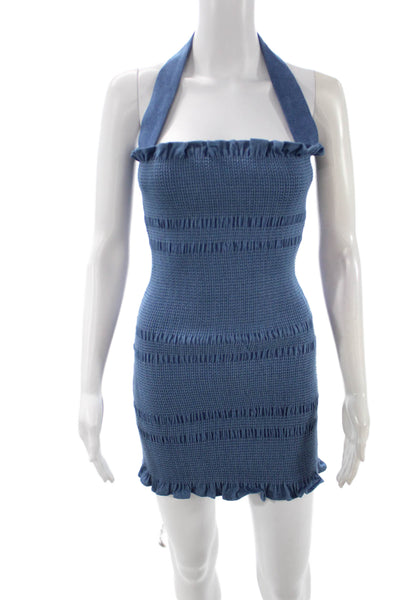 Capulet Women Bodycon Mini Blue Cotton Dress Sleeveless Size XS