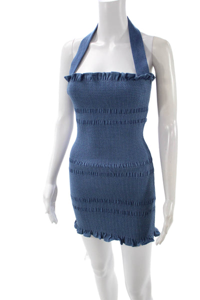 Capulet Women Bodycon Mini Blue Cotton Dress Sleeveless Size XS