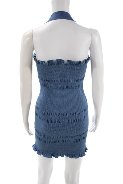 Capulet Women Bodycon Mini Blue Cotton Dress Sleeveless Size XS