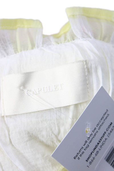 Capulet Women White Check Square Neck 3/4 Sleeve Mini Bodycon Dress Size XS