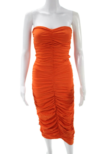 Susana Monaco Women Bodycon Long Orange Sleeveless Dress Nylon Spandex Size XS