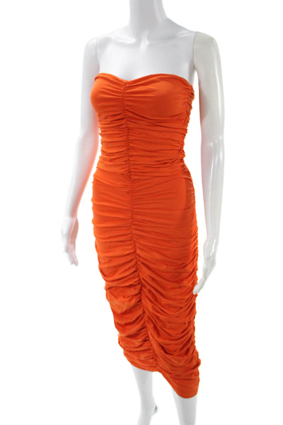Susana Monaco Women Bodycon Long Orange Sleeveless Dress Nylon Spandex Size XS