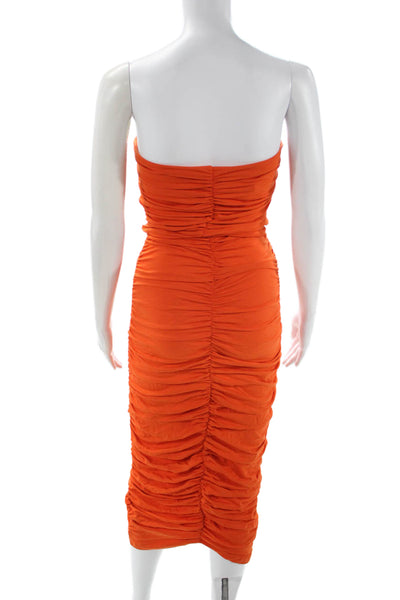 Susana Monaco Women Bodycon Long Orange Sleeveless Dress Nylon Spandex Size XS