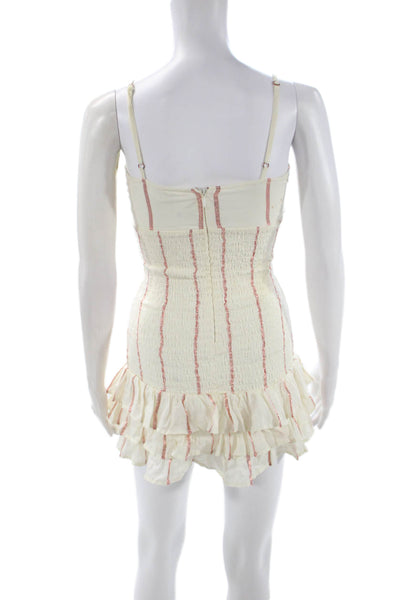 Tularosa Womens Slip Dress Mini White V Neck Zip Cotton Size 2XS