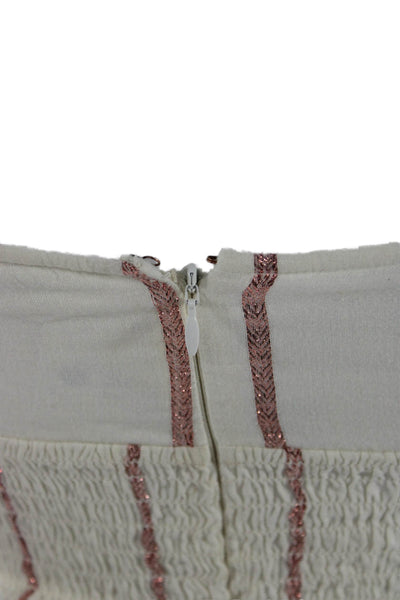 Tularosa Womens Slip Dress Mini White V Neck Zip Cotton Size 2XS