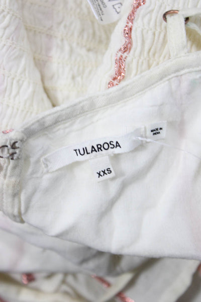 Tularosa Womens Slip Dress Mini White V Neck Zip Cotton Size 2XS