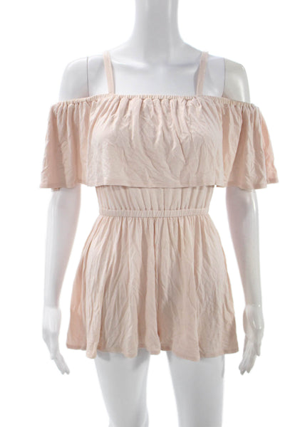 Rachel Pally Women Beige Off Shoulder Sleeveless Romper Size S