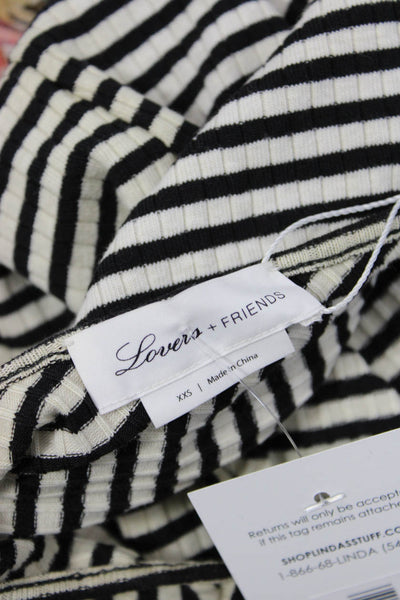 Lovers + Friends Womens Black Striped Sleeveless Tank 90s Size 2XS