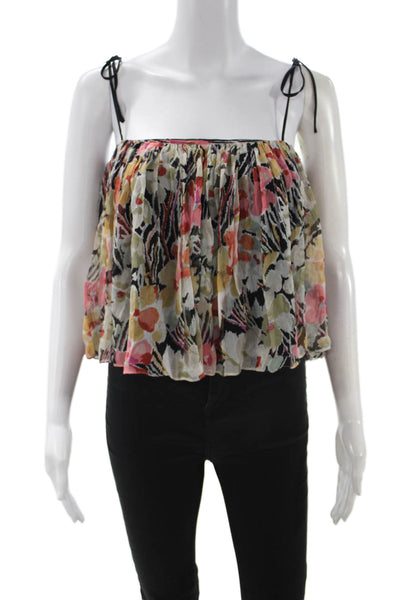 Elizabeth & James Womens Black Silk Floral Cropped Camisole Size XS