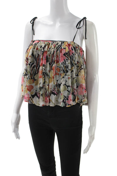 Elizabeth & James Womens Black Silk Floral Cropped Camisole Size XS