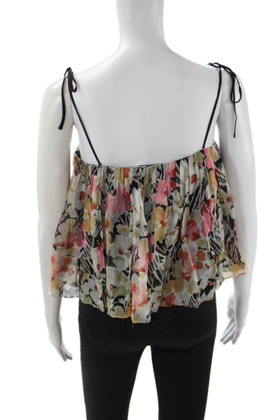 Elizabeth & James Womens Black Silk Floral Cropped Camisole Size XS