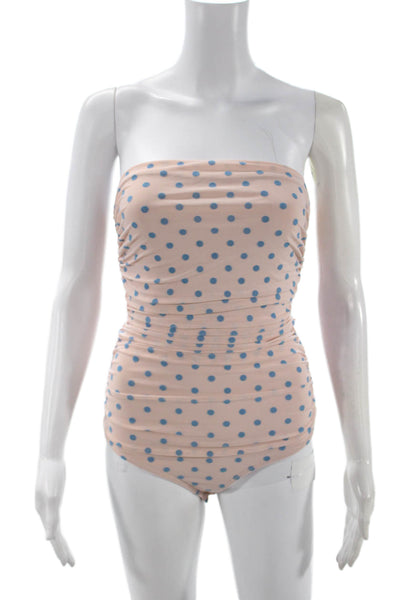 NBD Women Beige Polka Dot Off Shoulder One Piece Sleeveless Size 2XS
