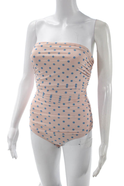 NBD Women Beige Polka Dot Off Shoulder One Piece Sleeveless Size 2XS