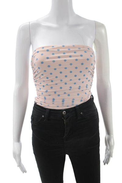 NBD Women Beige Polka Dot Off Shoulder One Piece Sleeveless Size 2XS