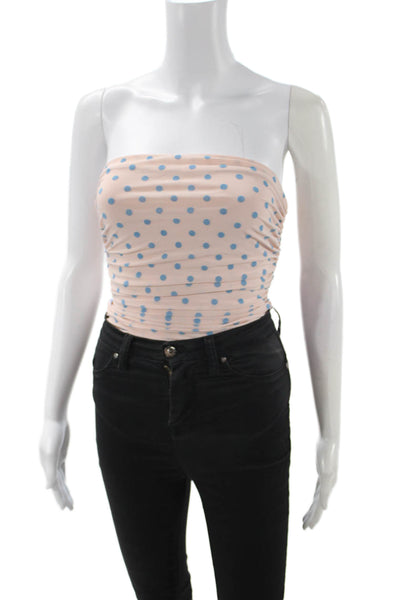 NBD Women Beige Polka Dot Off Shoulder One Piece Sleeveless Size 2XS