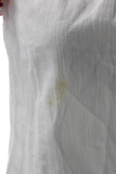 Christophe Sauvat Women Geometric Cotton Round Neck Blouse White Size XS