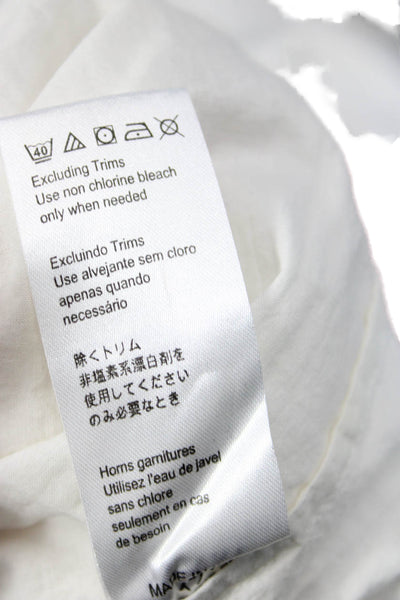 Christophe Sauvat Women Geometric Cotton Round Neck Blouse White Size XS