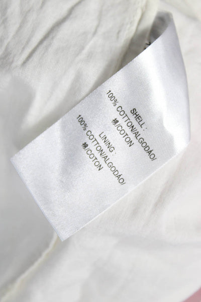 Christophe Sauvat Women Geometric Cotton Round Neck Blouse White Size XS